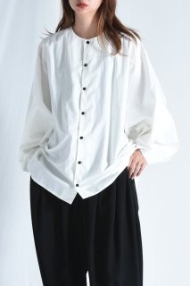 BISHOOL Old Cotton No Collar KIMONO-Sleeve Shirt white
