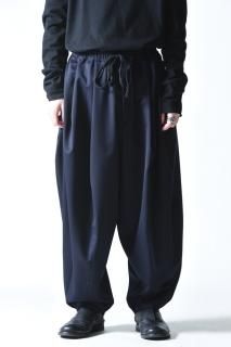 BISHOOL Wool Gabardine 3 Tuck Cocoon Pants navy