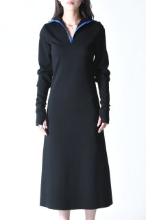 yolifu Zip-Up Knit Dress black ※予約アイテム