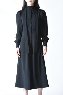 yolifu Volume Sleeve Shirt Dress black 