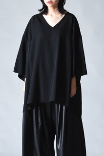 BISHOOL Wool Gabardine TSUNE-GI Big-T -half sleeve- black