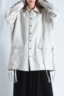 BISHOOL Linen Big Pocket Shirt kinari