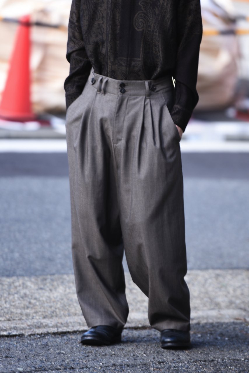 YANTOR ヤントル 21AW Stone Nep 2tuck Wide Pants ネップ加工2タック