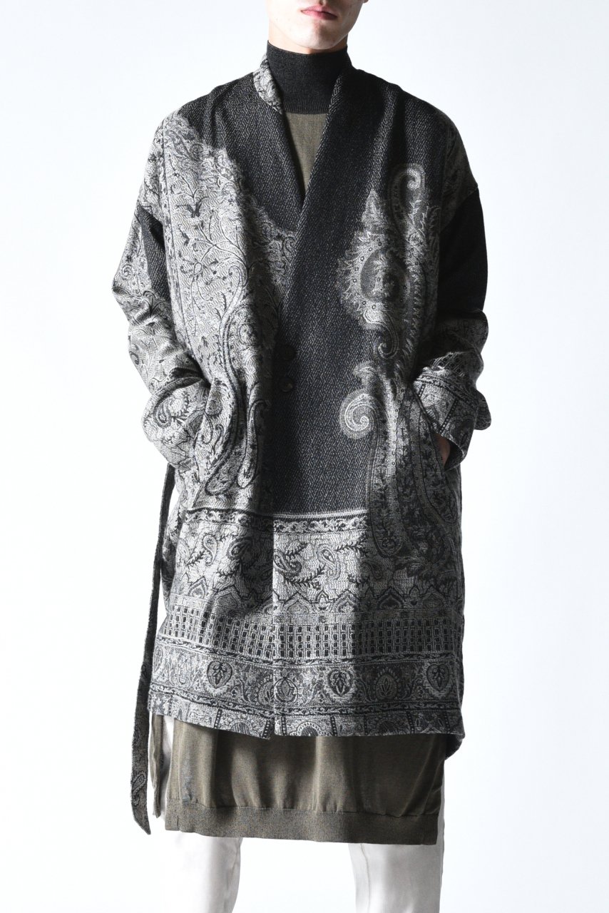 YANTOR Tibetan Paisley Jacquard Gown Coat gray - BISHOOL,Edwina 