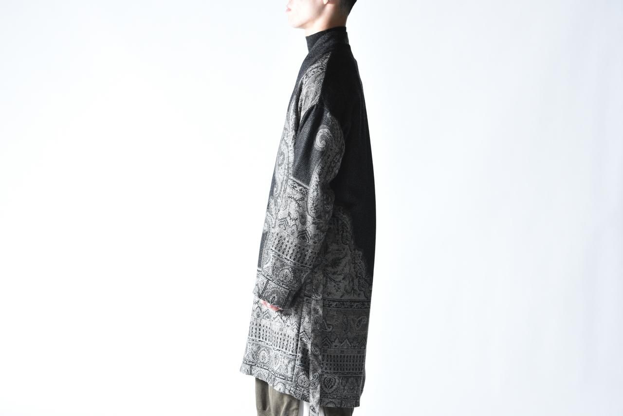 YANTOR Tibetan Paisley Jacquard Gown Coat gray - BISHOOL YANTOR Tibetan Paisley Jacquard Gown Coat gray - BISHOOL