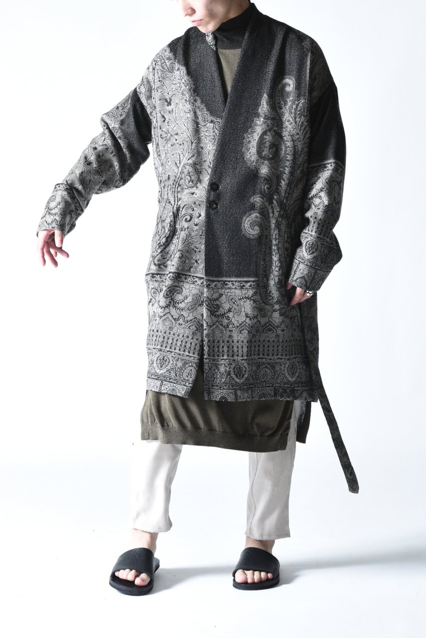 YANTOR Tibetan Paisley Jacquard Gown Coat gray - BISHOOL,Edwina