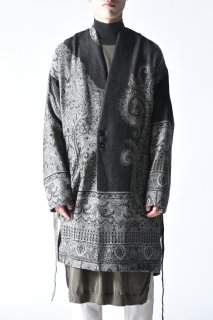 YANTOR  Tibetan Paisley Jacquard Gown Coat gray