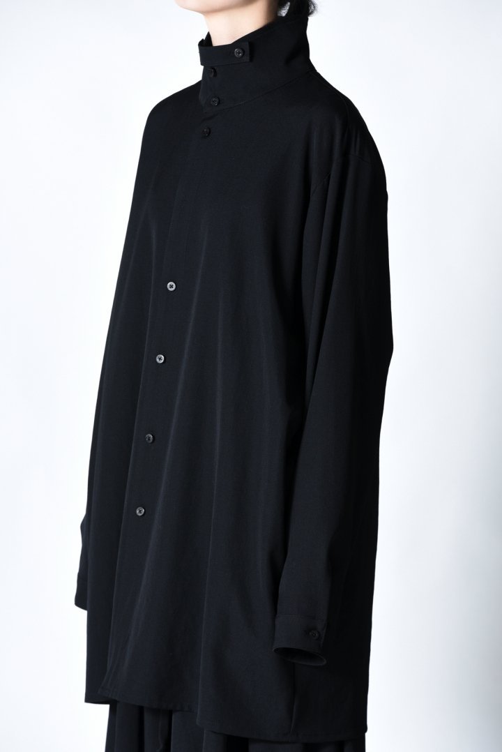 BISHOOL wool gabardine standcollar shirt | myglobaltax.com