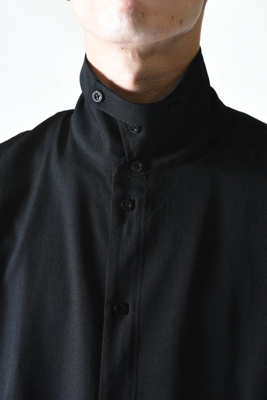 BISHOOL wool gabardine standcollar shirt | myglobaltax.com