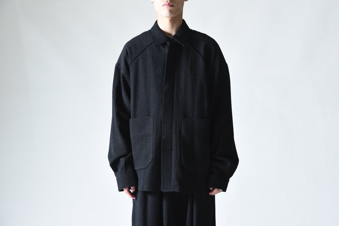 VOAAOV ウールサージピンタックシャツブルゾン Black - BISHOOL,Edwina