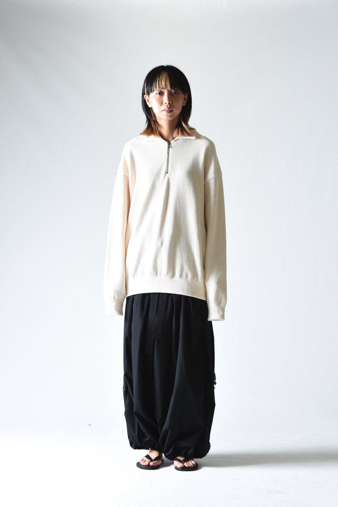 crepuscule Moss Stitch Zip Polo Ivory - BISHOOL,Edwina Horl