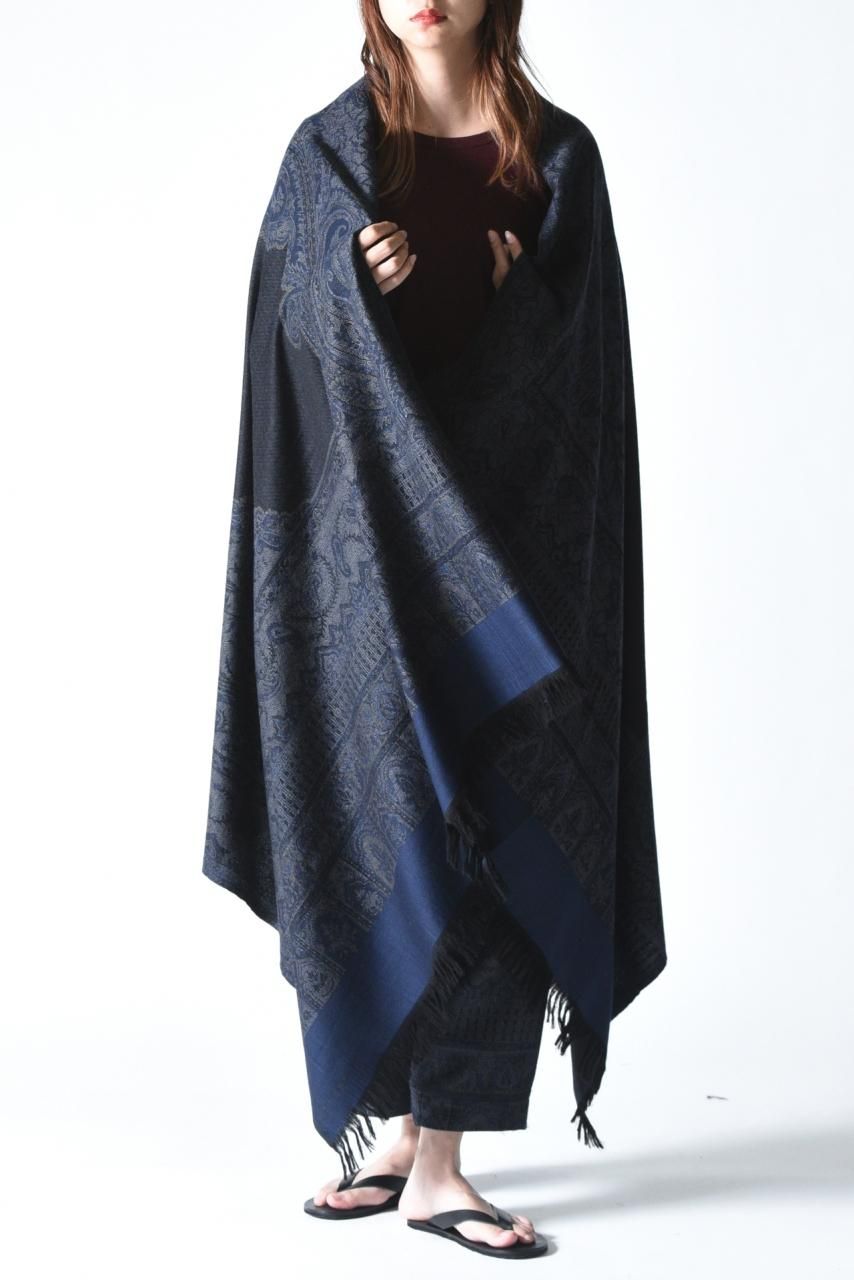 YANTOR Tibetan Paisley Jacquard Stole Blue - BISHOOL,Edwina