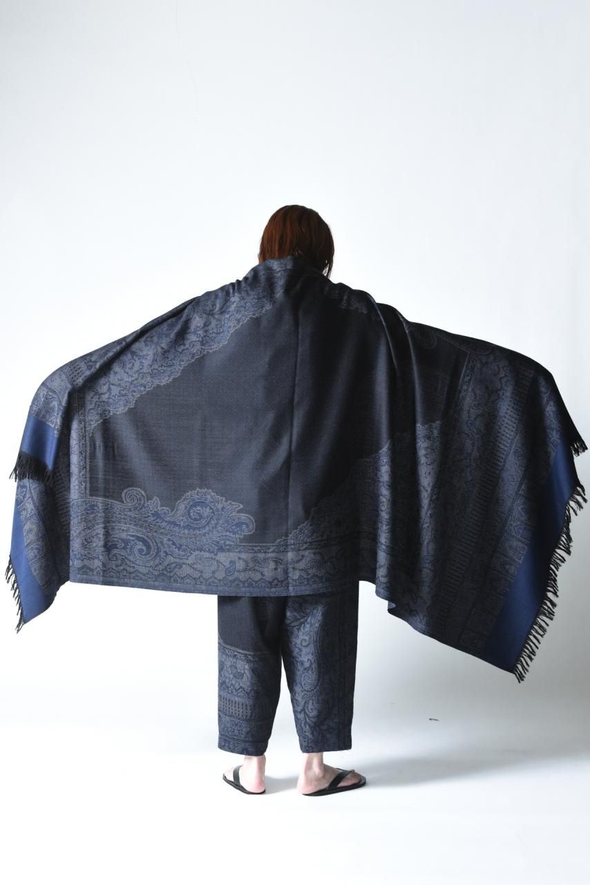 YANTOR Tibetan Paisley Jacquard Stole Blue - BISHOOL,Edwina