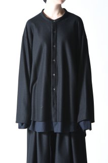 NEPHOLOGIST Wool Amunzen Double Layered Shirt black