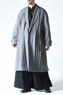 NEPHOLOGIST Wool Tweed Pleats Big Coat mix gray