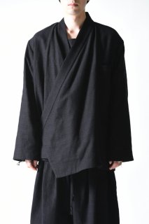 BISHOOL Woven Wool KIMONO Drape Jacket  Black