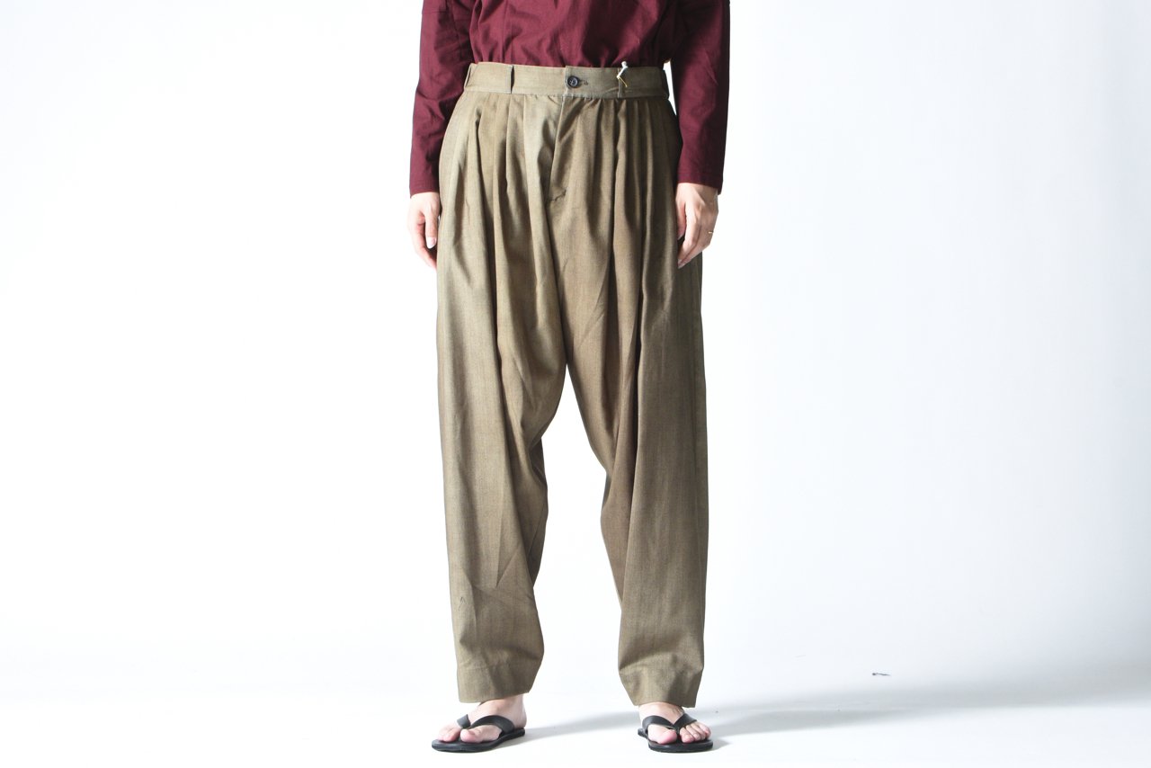 YANTOR Uneven Dyed Wool 6tuck Pants Beige - BISHOOL,Edwina Horl,My 