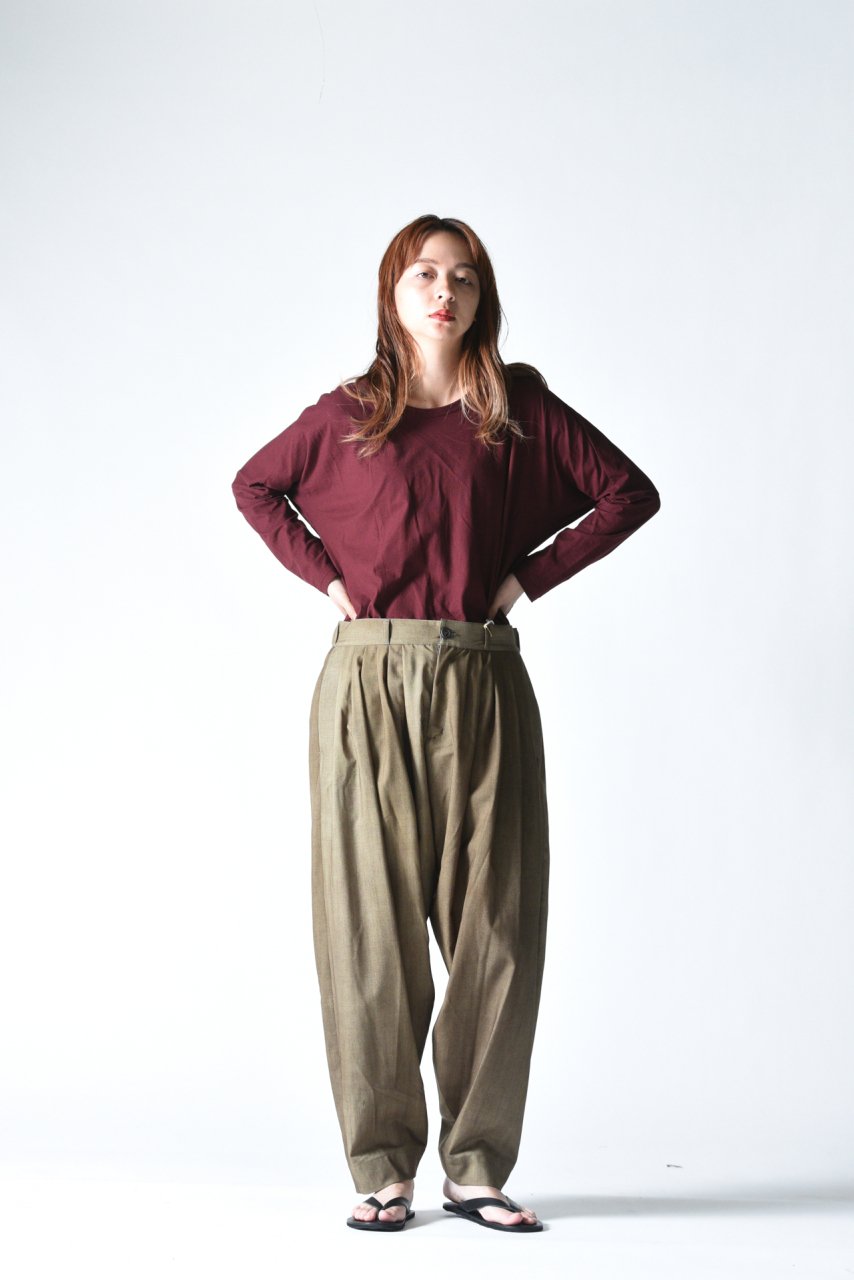 YANTOR Uneven Dyed Wool 6tuck Pants Beige - BISHOOL,Edwina 