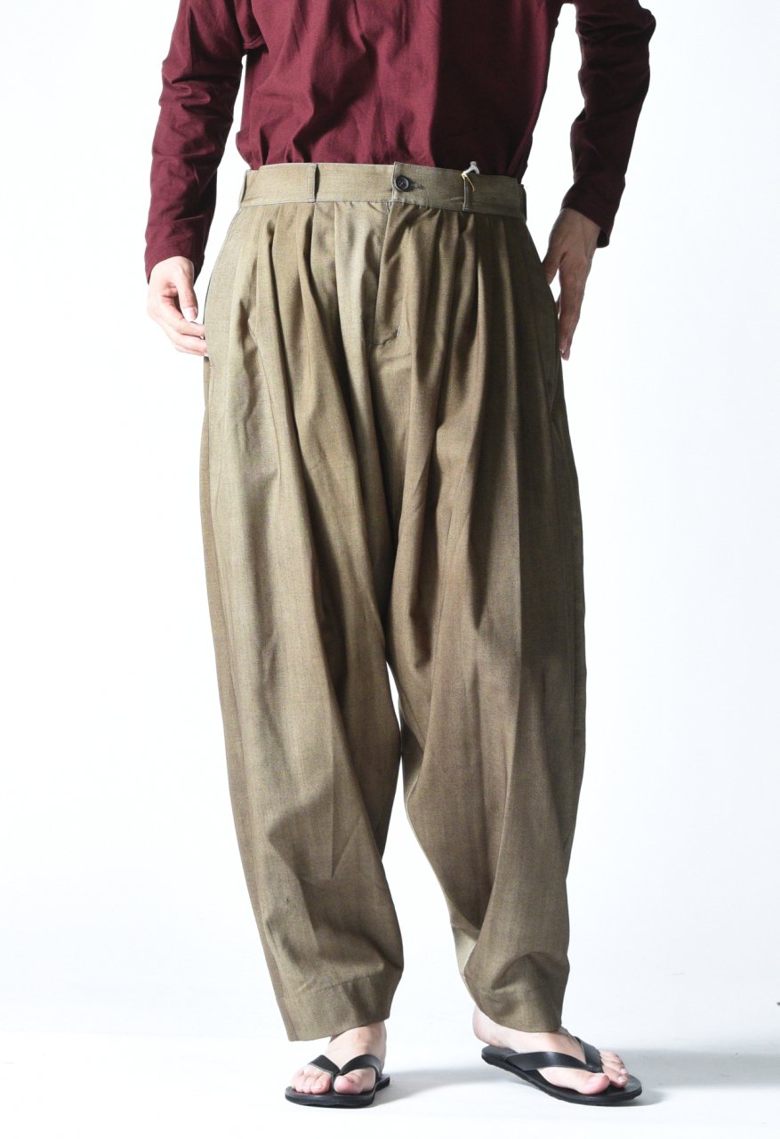 YANTOR Uneven Dyed Wool 6tuck Pants Beige - BISHOOL,Edwina Horl,My 