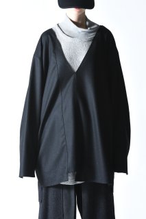 NEPHOLOGIST Super 100's Bishu Wool 28 Parts Lining Pullover black