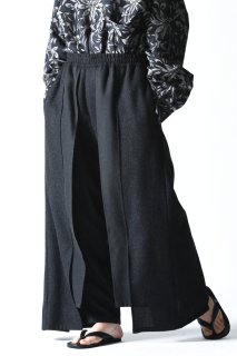 NEPHOLOGIST Wool Tweed Wrap Skirt Pants mix black