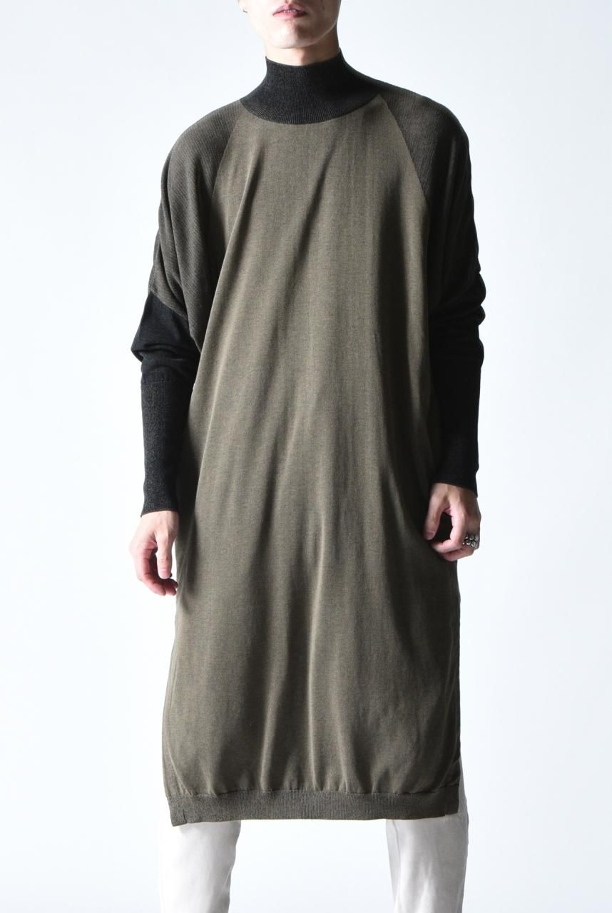 YANTOR High Gauge Cotton Knit One Piece khaki×black 