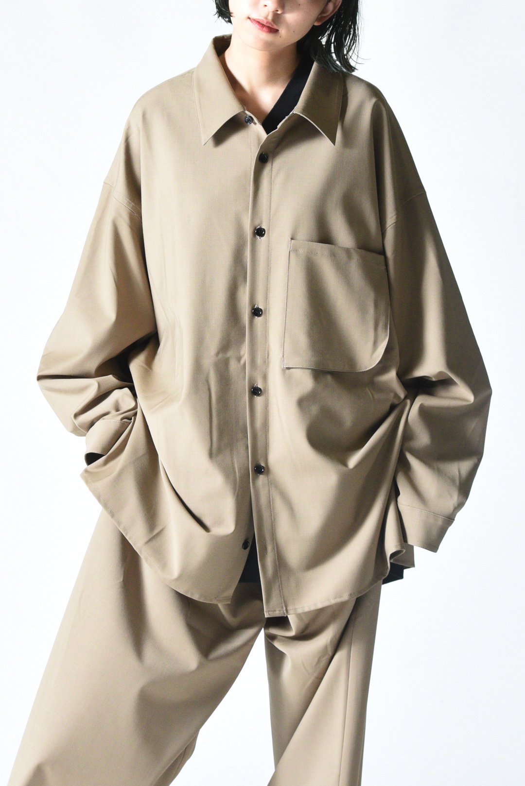 My Beautiful Landlet メリノウールビッグシャツ beige - BISHOOL