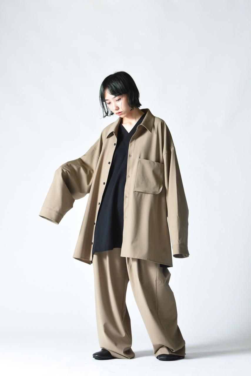 My Beautiful Landlet メリノウール2タックワイドパンツ beige My Beautiful Landlet メリノウール2タックワイドパンツ beige