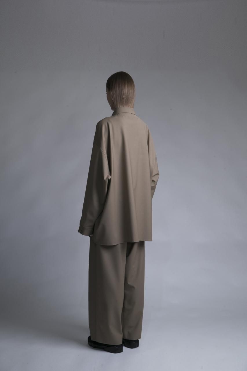 My Beautiful Landlet メリノウール2タックワイドパンツ beige