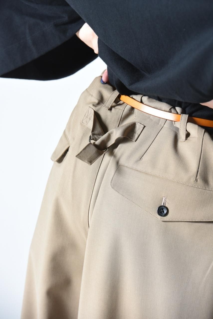 My Beautiful Landlet メリノウール2タックワイドパンツ beige