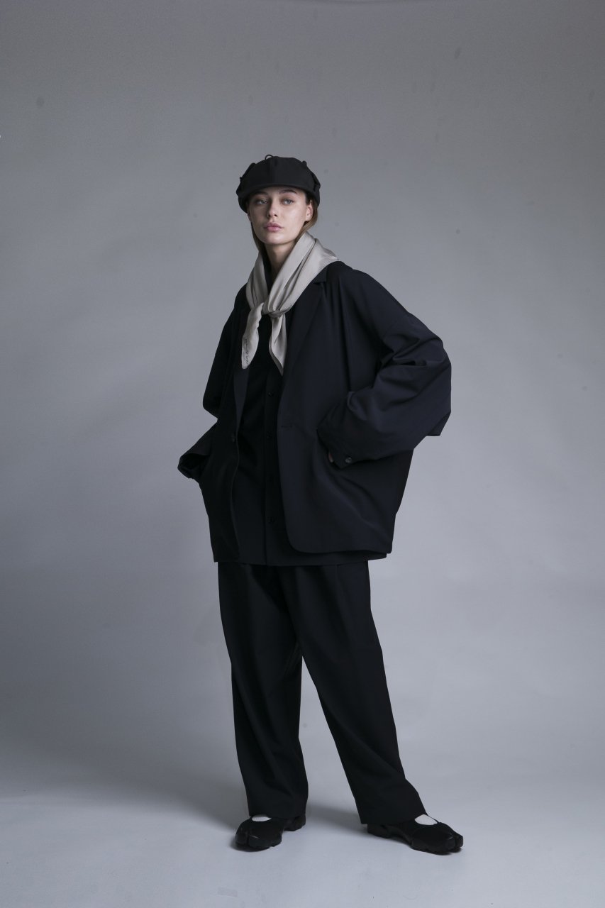 My Beautiful Landlet メリノウール２タックワイドパンツ navy