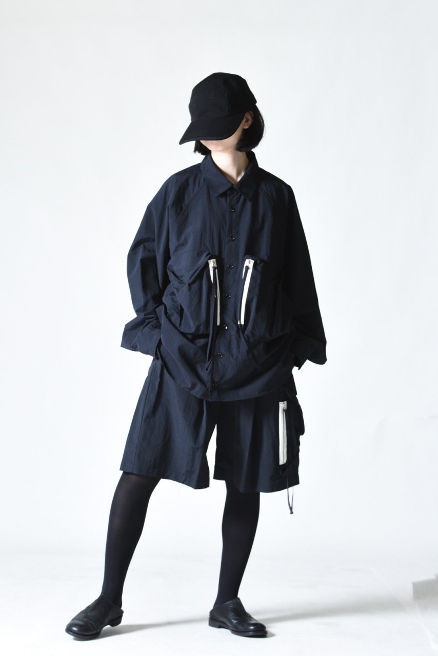 My Beautiful Landlet カーゴビッグハーフパンツ black - BISHOOL