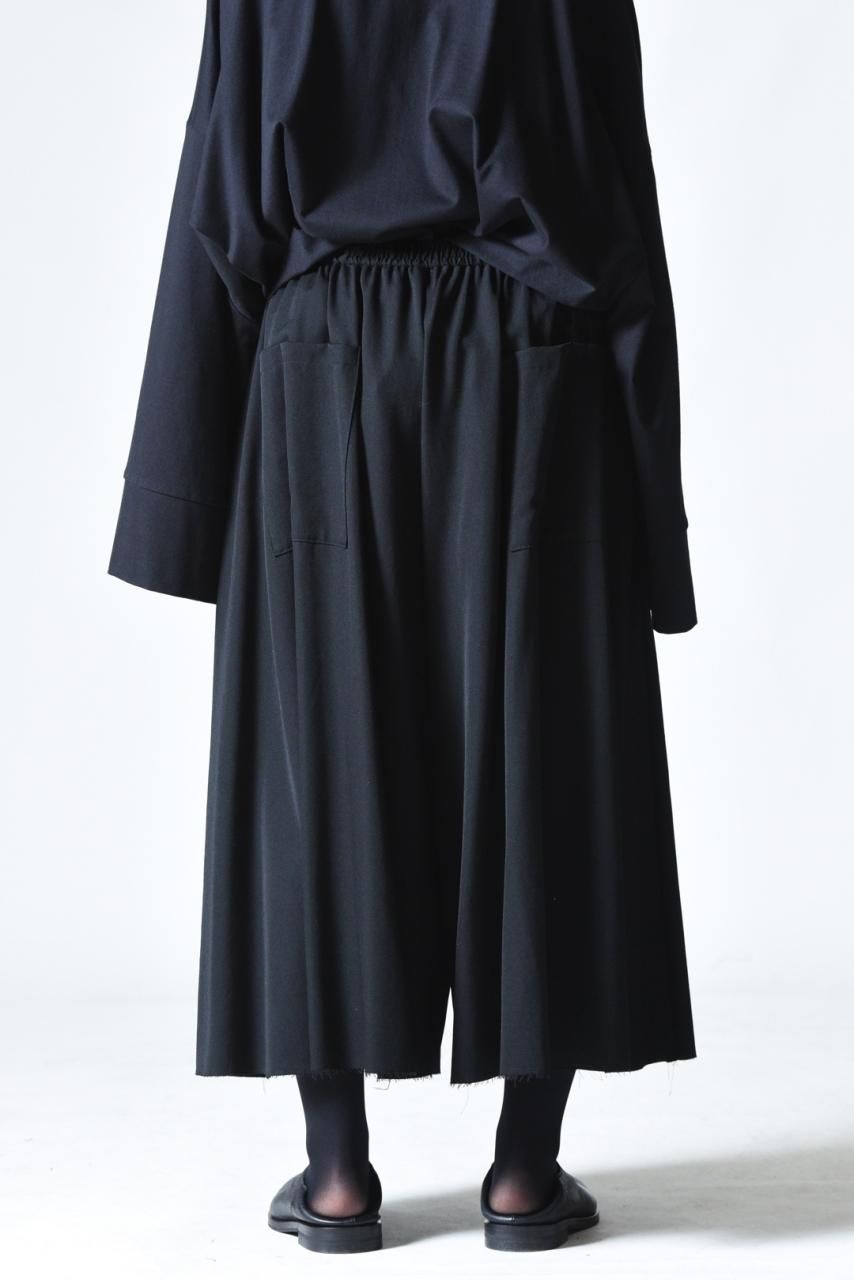 BISHOOL Wool Gabardine Cut Off Drape Pants black - BISHOOL,Edwina