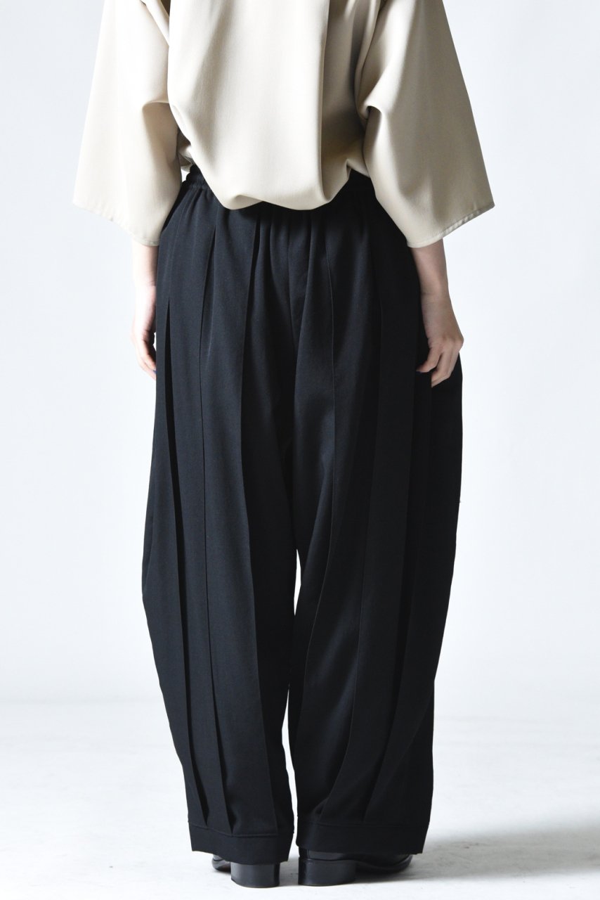 BISHOOL Wool Gabardine Wide Pleats Lantern Pants - BISHOOL,Edwina