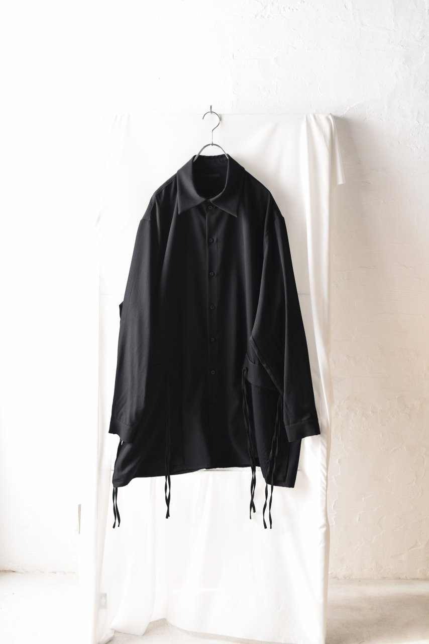 BISHOOL Wool Gabardine Big Pocket Shirt black - BISHOOL,Edwina