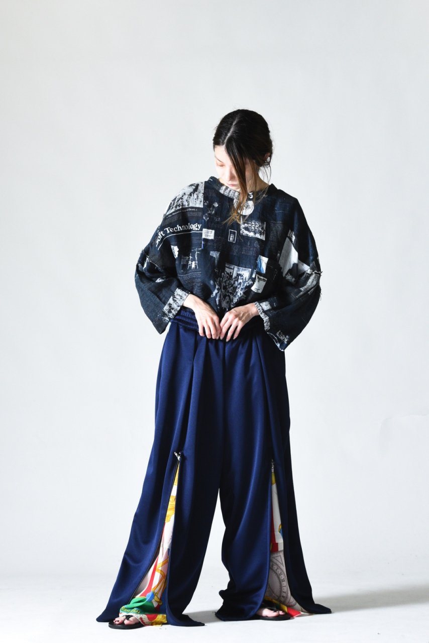 Leh Zip Wide Track Pants Navy - BISHOOL,Edwina Horl,My Beautiful