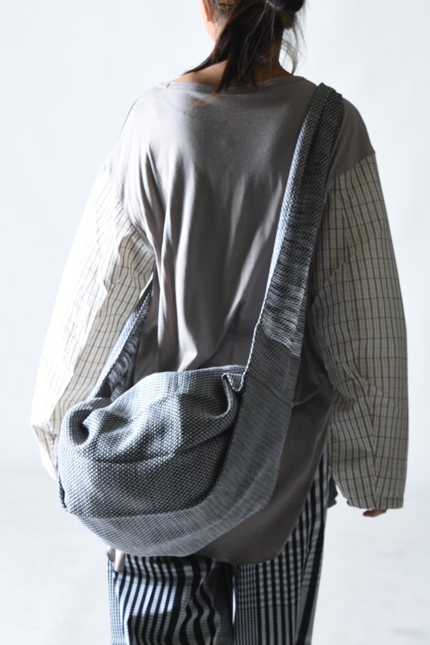 Edwina Horl DOBBY WEAVE SHOULDER BAG white×navy - BISHOOL,Edwina