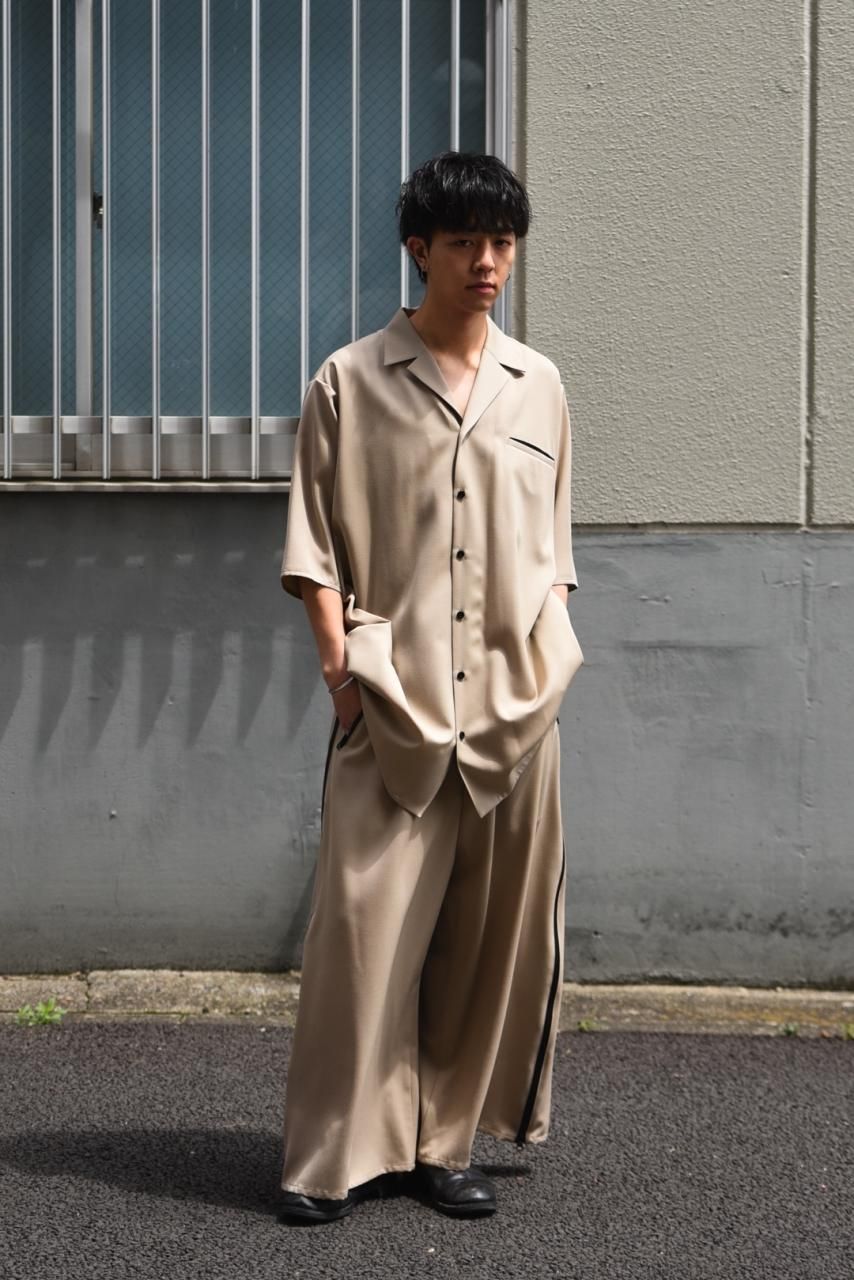 BISHOOL Wool Gabardine Big Track Pants limited beige - BISHOOL