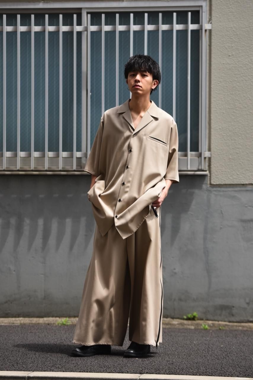 BISHOOL Wool Gabardine Big Track Pants limited beige - BISHOOL