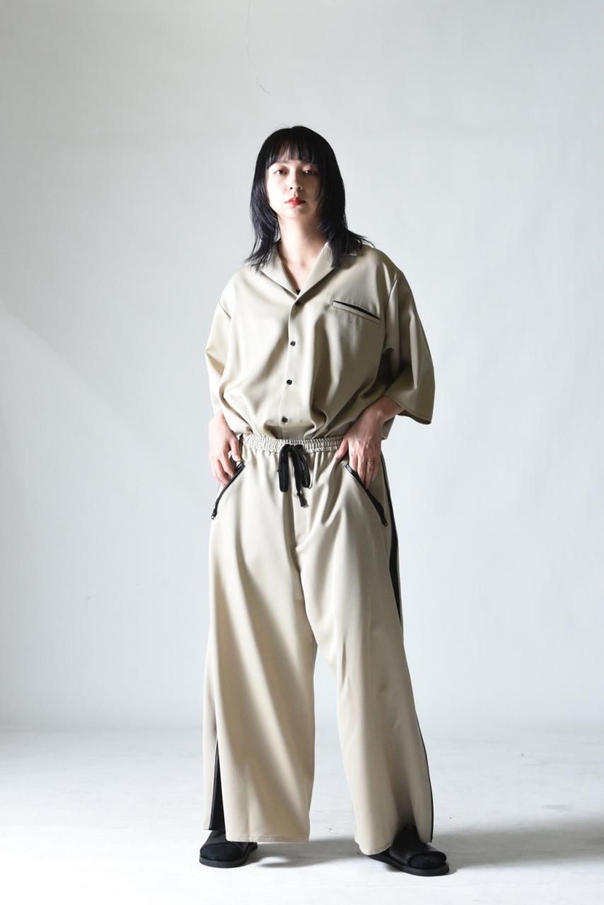 BISHOOL Wool Gabardine Big Track Pants limited beige - BISHOOL