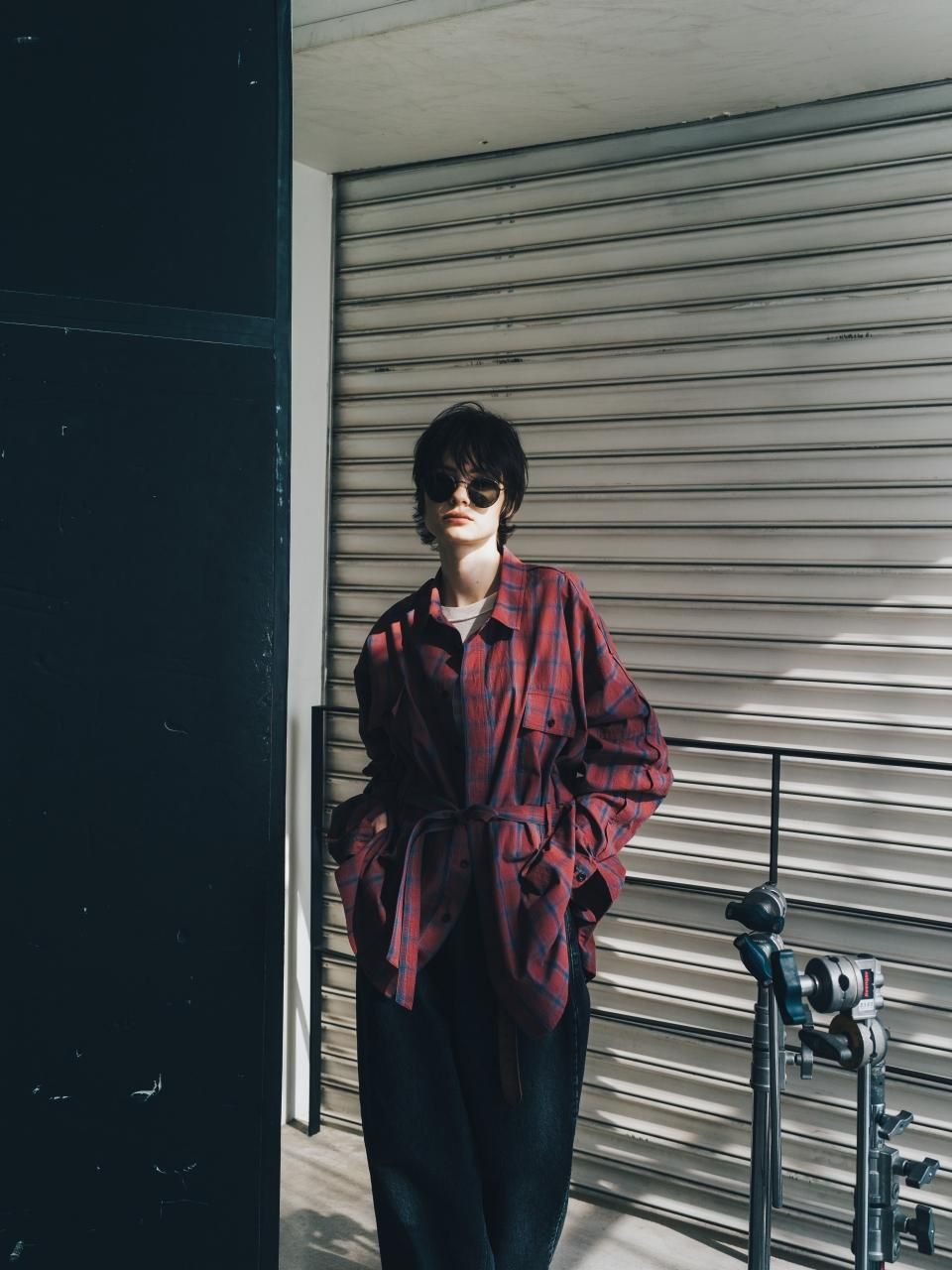 ESSAY DRAPE SHIRT Red Check - BISHOOL,Edwina Horl,My