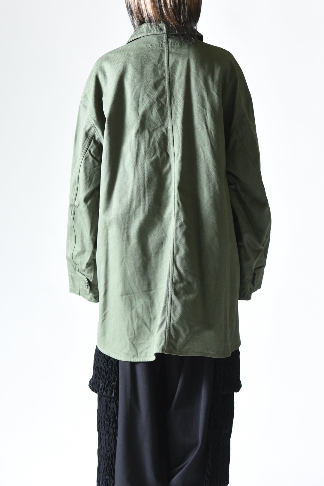 My Beautiful Landlet ミリタリークロスビッグシャツ Olive - BISHOOL