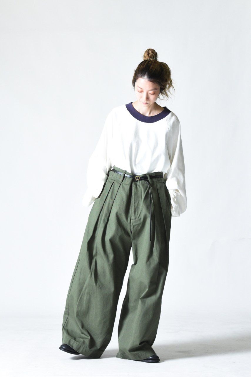 My Beautiful Landlet 2タックワイドミリタリーパンツ Olive - BISHOOL