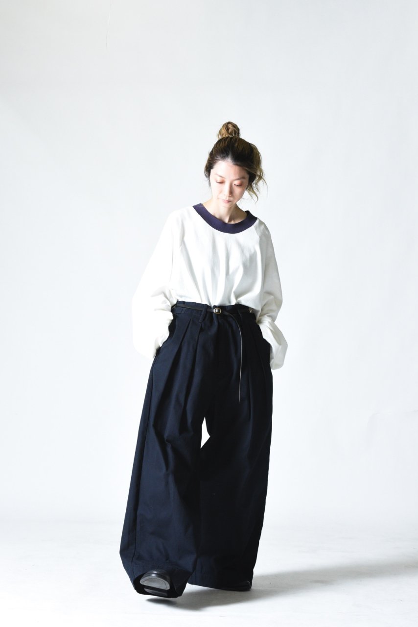 My Beautiful Landlet 2タックワイドミリタリーパンツ Navy - BISHOOL 