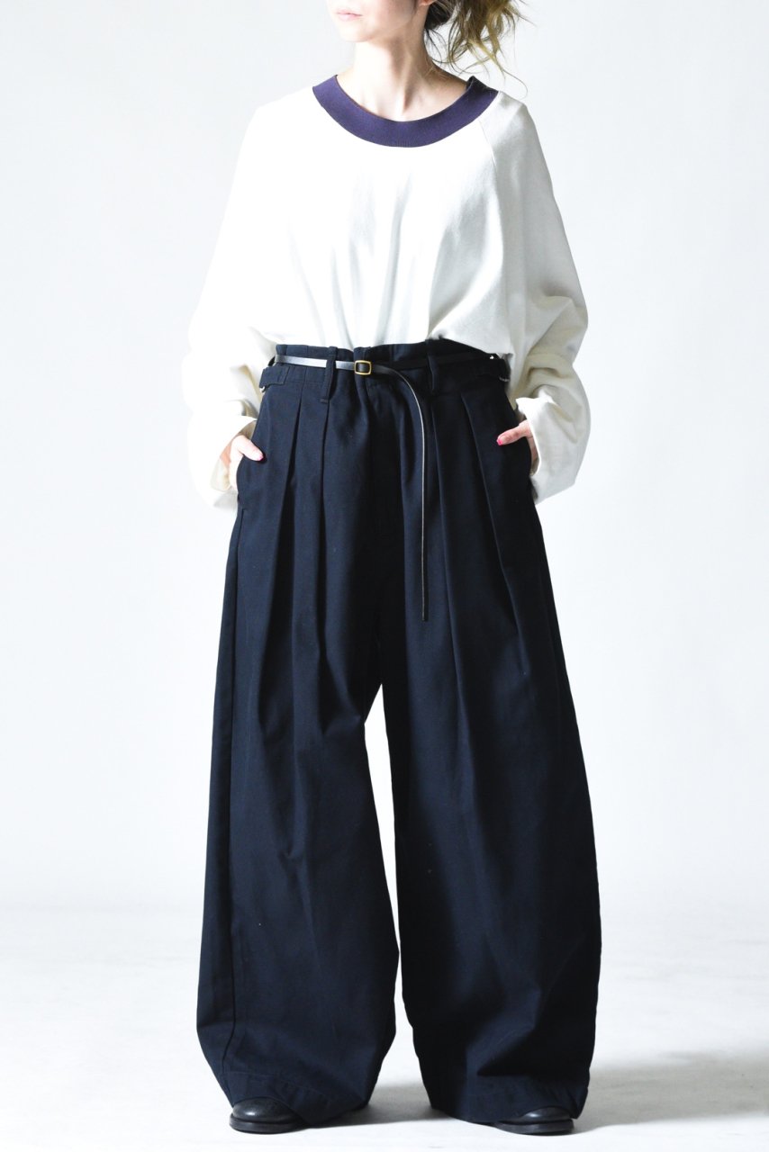 My Beautiful Landlet 2タックワイドミリタリーパンツ Navy - BISHOOL