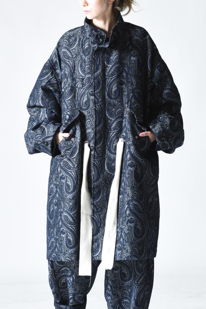 My Beautiful Landlet ペイズリージャカードオーバーコート Navy