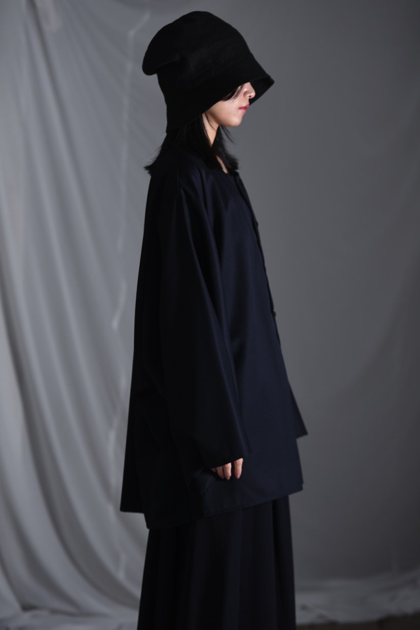 BISHOOL Wool Gabardine No Collar KIMONO Sleeve Shirt navy - BISHOOL,Edwina  Horl,My Beautiful Landlet,YANTOR等取扱い OVIE STUDIO の通販サイト