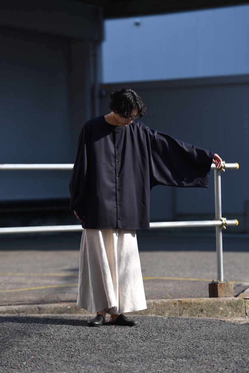 BISHOOL Wool Gabardine No Collar KIMONO Sleeve Shirt navy - BISHOOL,Edwina  Horl,My Beautiful Landlet,YANTOR等取扱い OVIE STUDIO の通販サイト