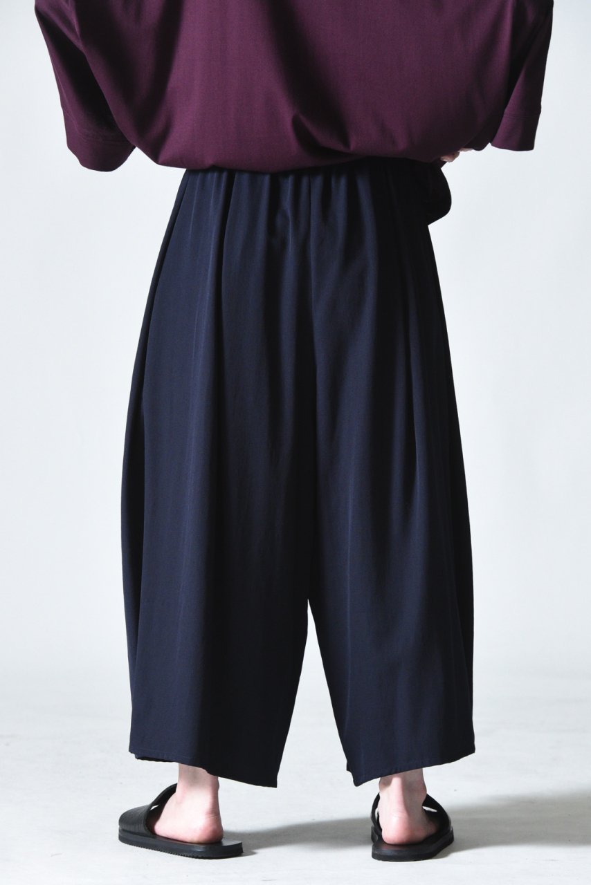 BISHOOL Wool Gabardine 3 Tuck Big Pants dark navy - BISHOOL 
