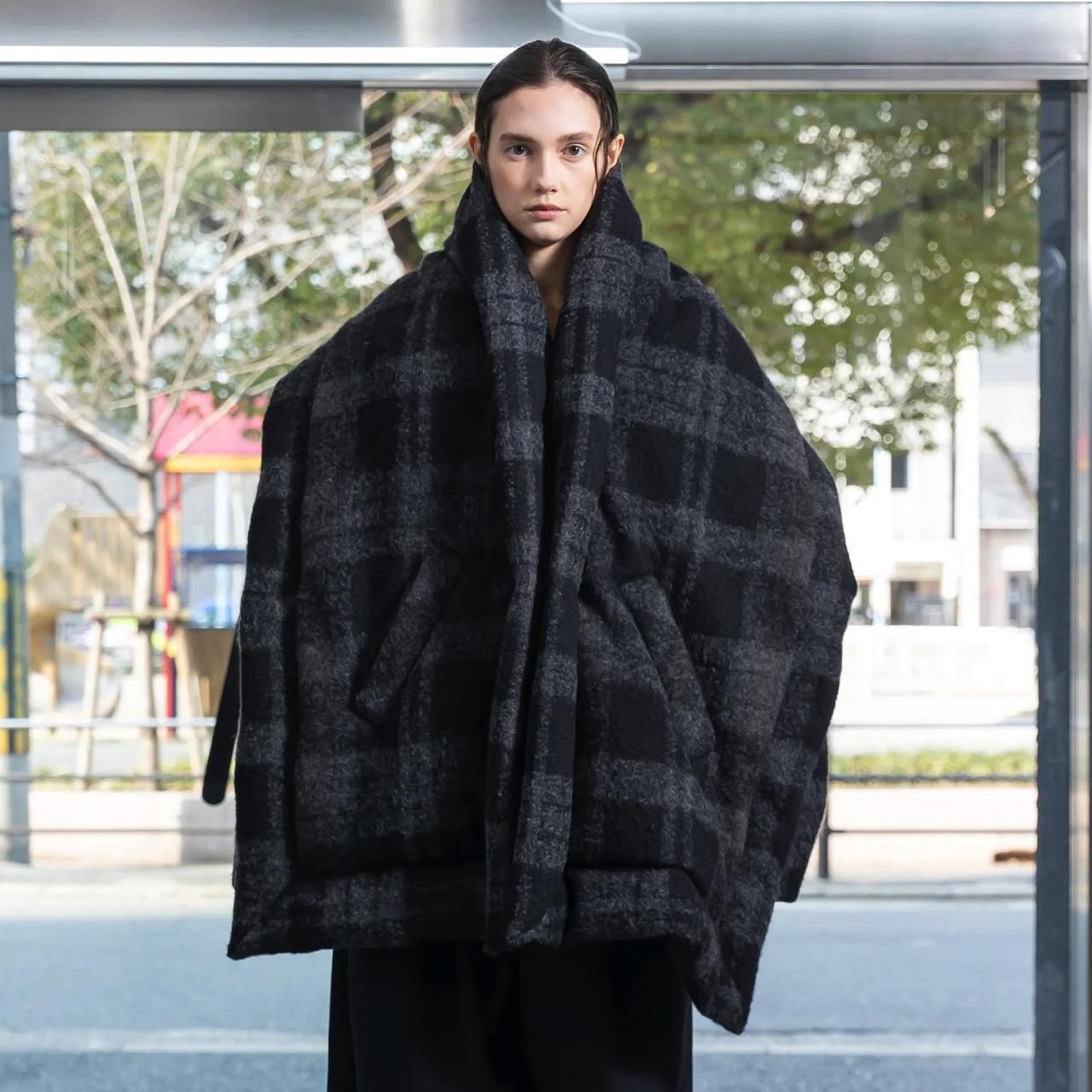 sublations モヘアストール VOAAOV モヘアタッチウールダウンストール Black - BISHOOL